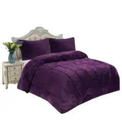 GENERICO - COBERTOR MORADO PELUDO PLUMON INVIERNO CON CHIPORRO 2 PLAZA TF