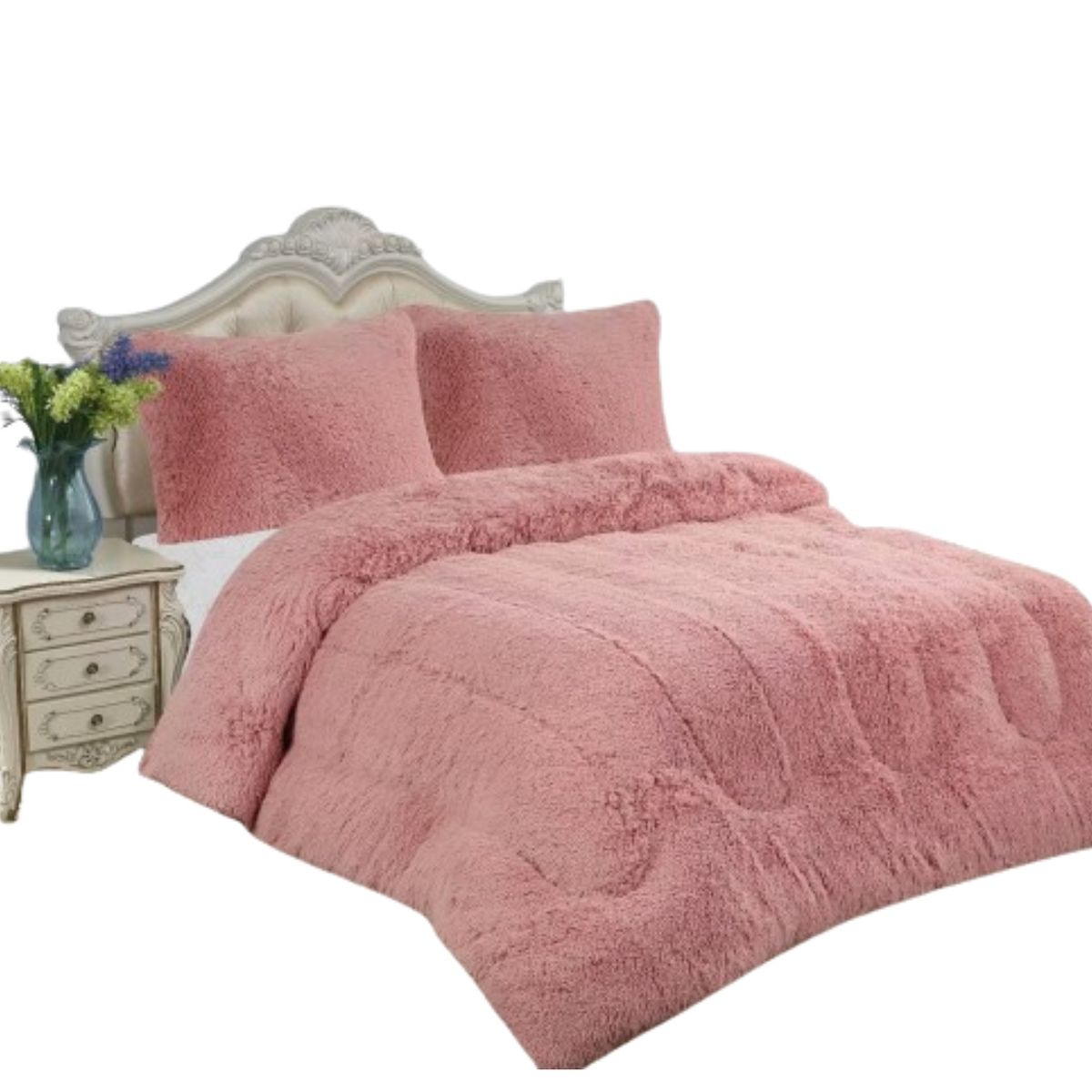 GENERICO - COBERTOR PLUMON 1.5 PLAZA PELUDITO CON CHIPORRO ROSA TF