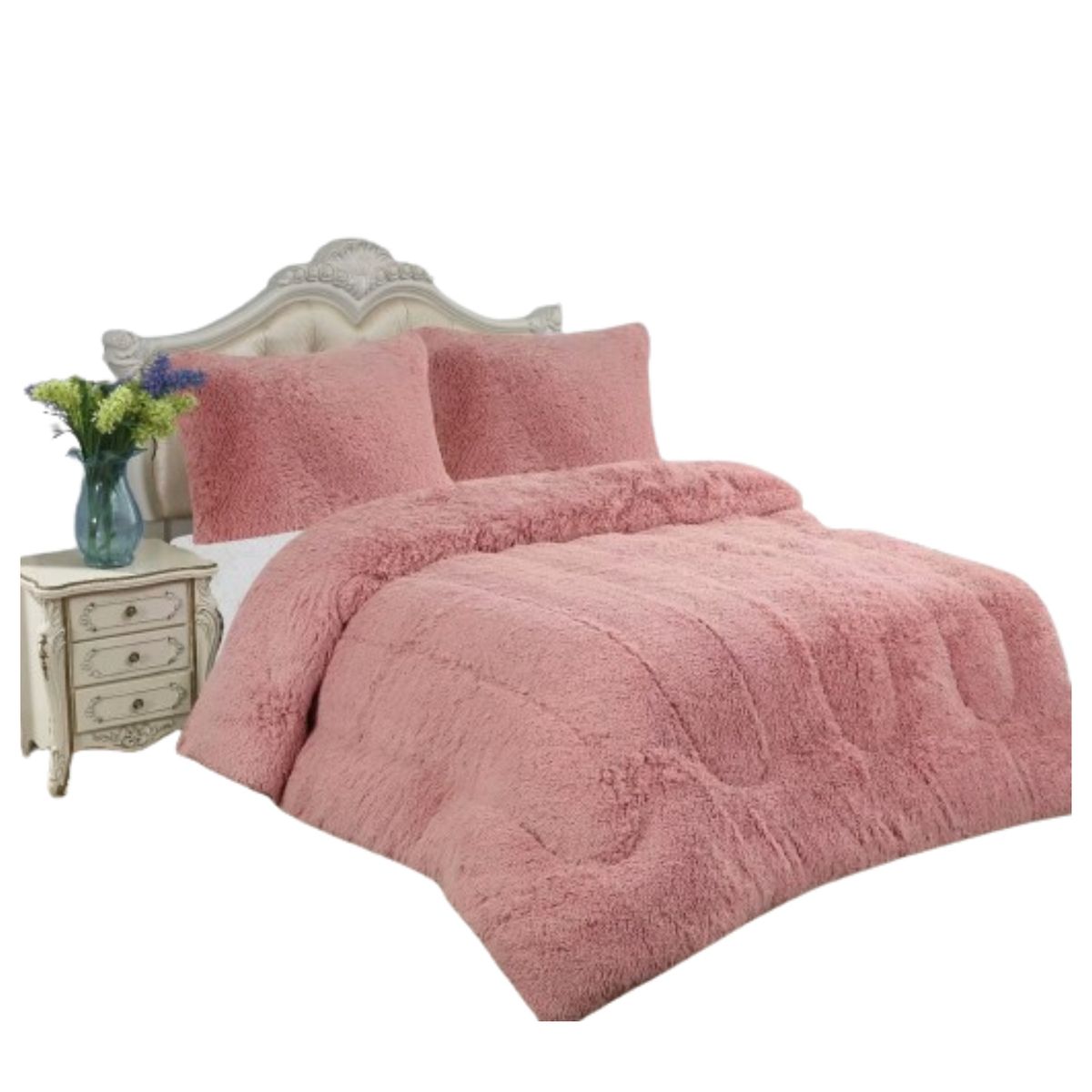 GENERICO - COBERTOR PLUMON 1.5 PLAZA PELUDITO CON CHIPORRO ROSA TF