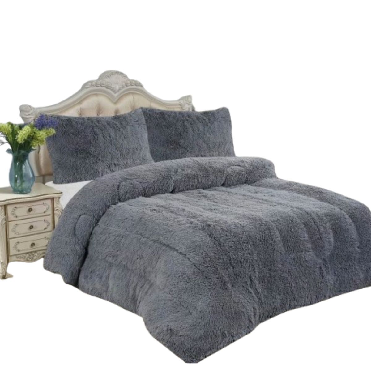 GENERICO - COBERTOR PLUMON 1.5 PLAZA PELUDITO CON CHIPORRO GRIS TF