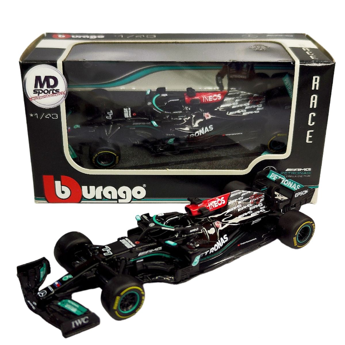 BBURAGO - Auto F1 Mercedes W12 2021 #77 V. Bottas Caja Normal 1:43