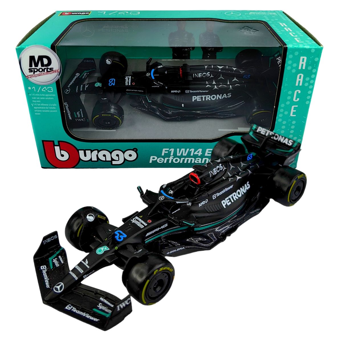 BBURAGO - Auto F1 Mercedes W14 2023 44 Lewis Hamilton Caja Normal 1:43