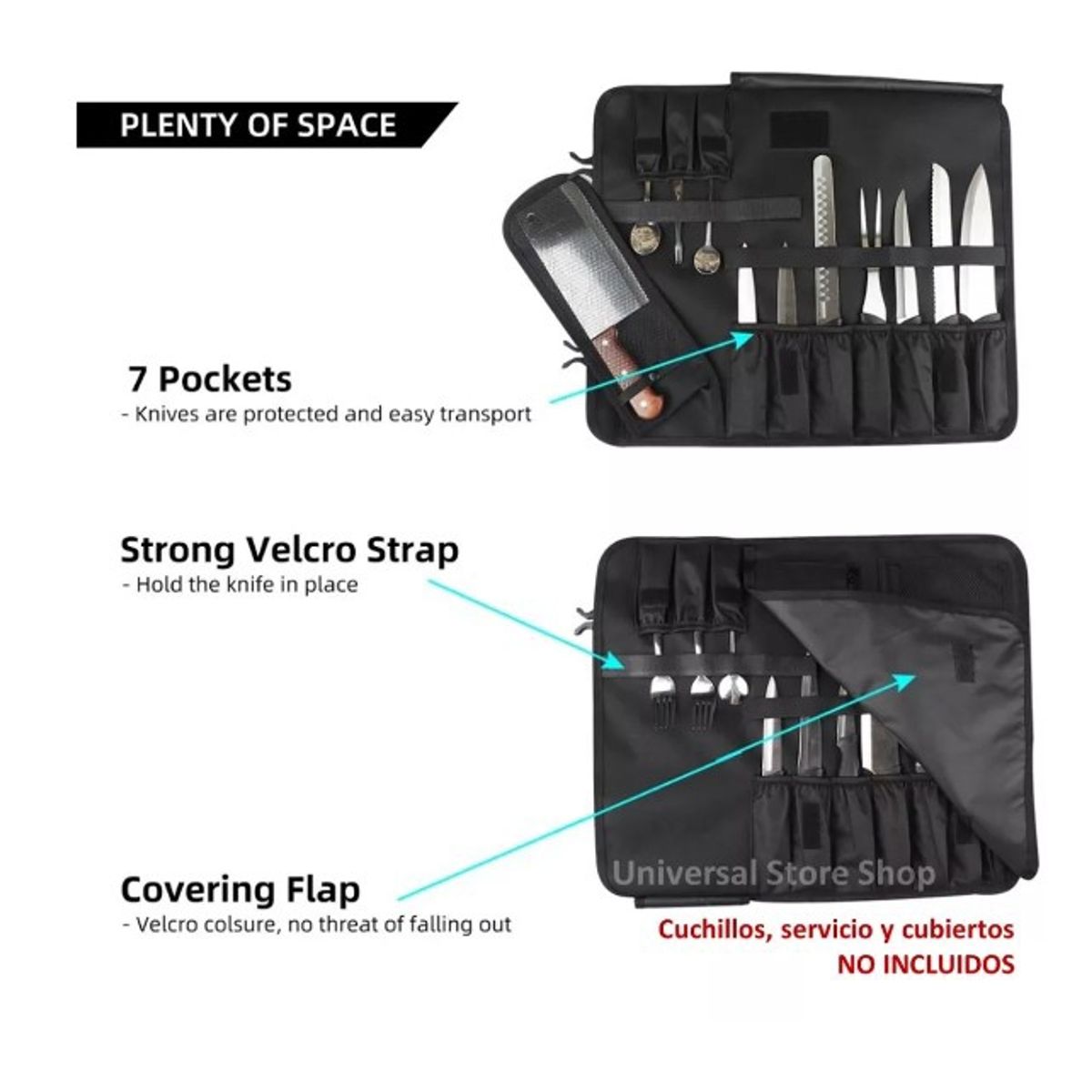 GENERICO - Bolso Porta Cuchillo Cocina Chef Parrilla Asado Picnic uss