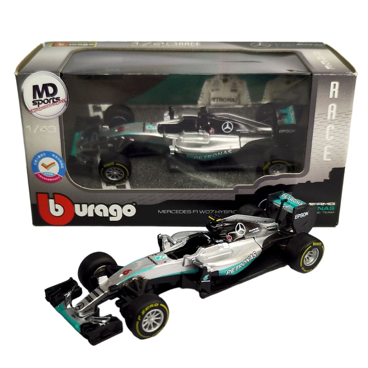 BBURAGO - Auto F1 Mercedes W07 2016 #6 Nico Rosberg Caja Normal 1:43