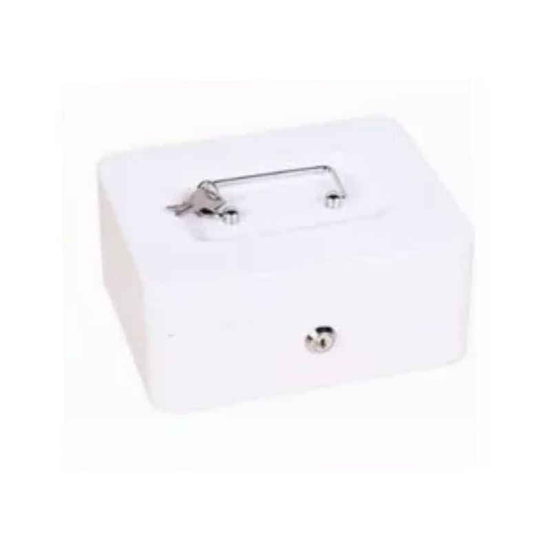 GENERICO - Caja De Seguridad Metálica Acero Inoxidable 2 Llaves, Color Blanco