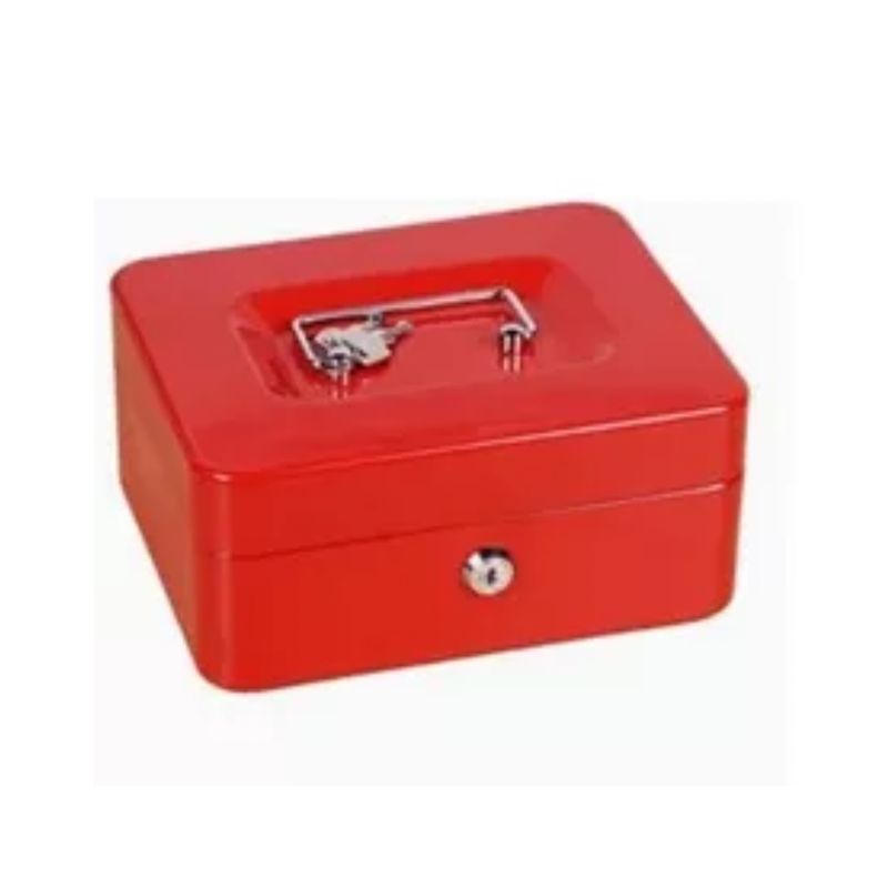 GENERICO - Caja De Seguridad Metálica Acero Inoxidable 2 Llaves, Color Rojo