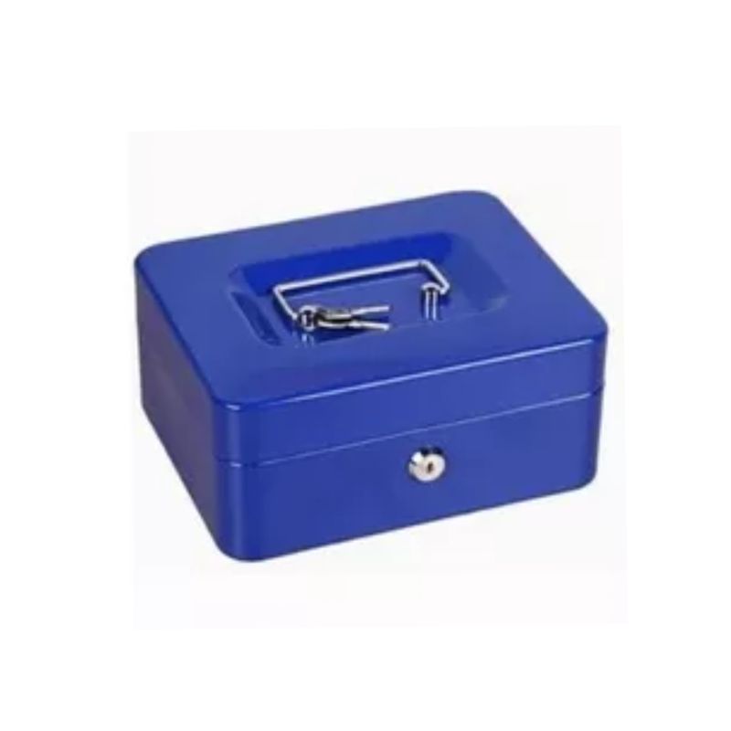 GENERICO - Caja De Seguridad Metálica Acero Inoxidable 2 Llaves, Color Azul