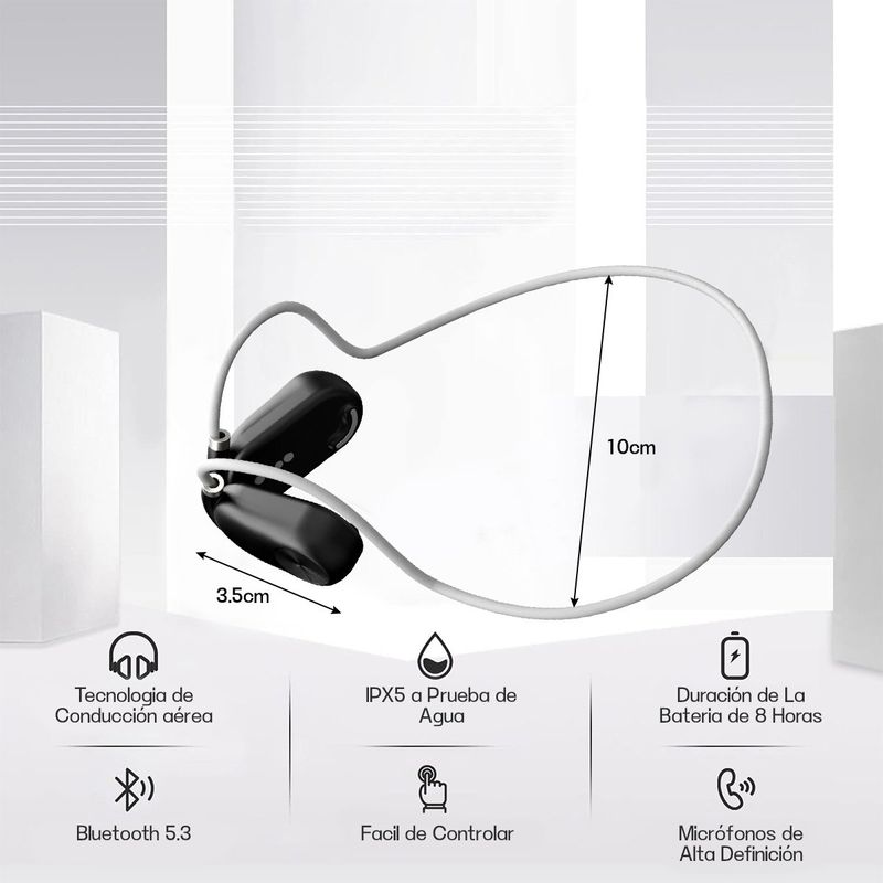 AIZO - Audífonos Bluetooth over-ear para deporte impermeable