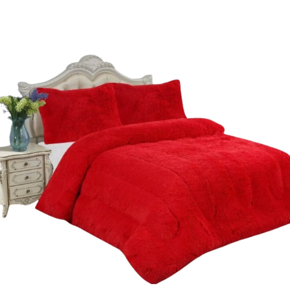 GENERICO - COBERTOR ROJO  PLUMON 1.5 PLAZA PELUDITO CON CHIPORRO  TF