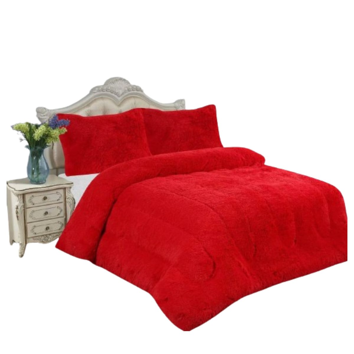 GENERICO - COBERTOR ROJO  PLUMON 1.5 PLAZA PELUDITO CON CHIPORRO  TF