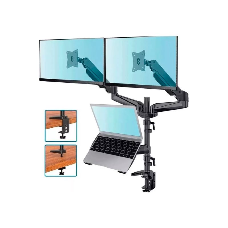GENERICO - Soporte Triple Monitor Notebook 17-32 Brazo Monitor Vesa 75