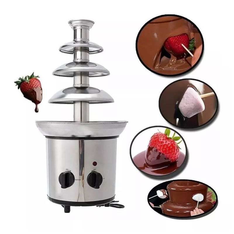 GENERICO - Cascada Fuente Chocolate Fondue 4 Niveles Acero Inoxidable
