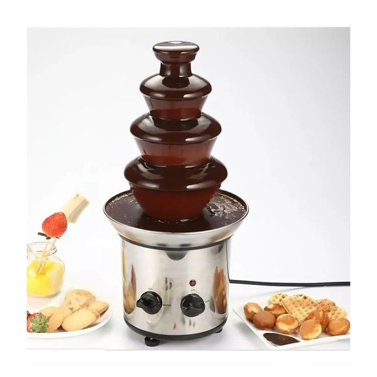 GENERICO - Cascada Fuente Chocolate Fondue 4 Niveles Acero Inoxidable