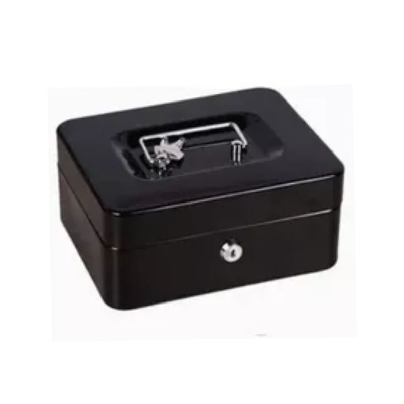 GENERICO - Caja De Seguridad Metálica Acero Inoxidable 2 Llaves, Color Negro