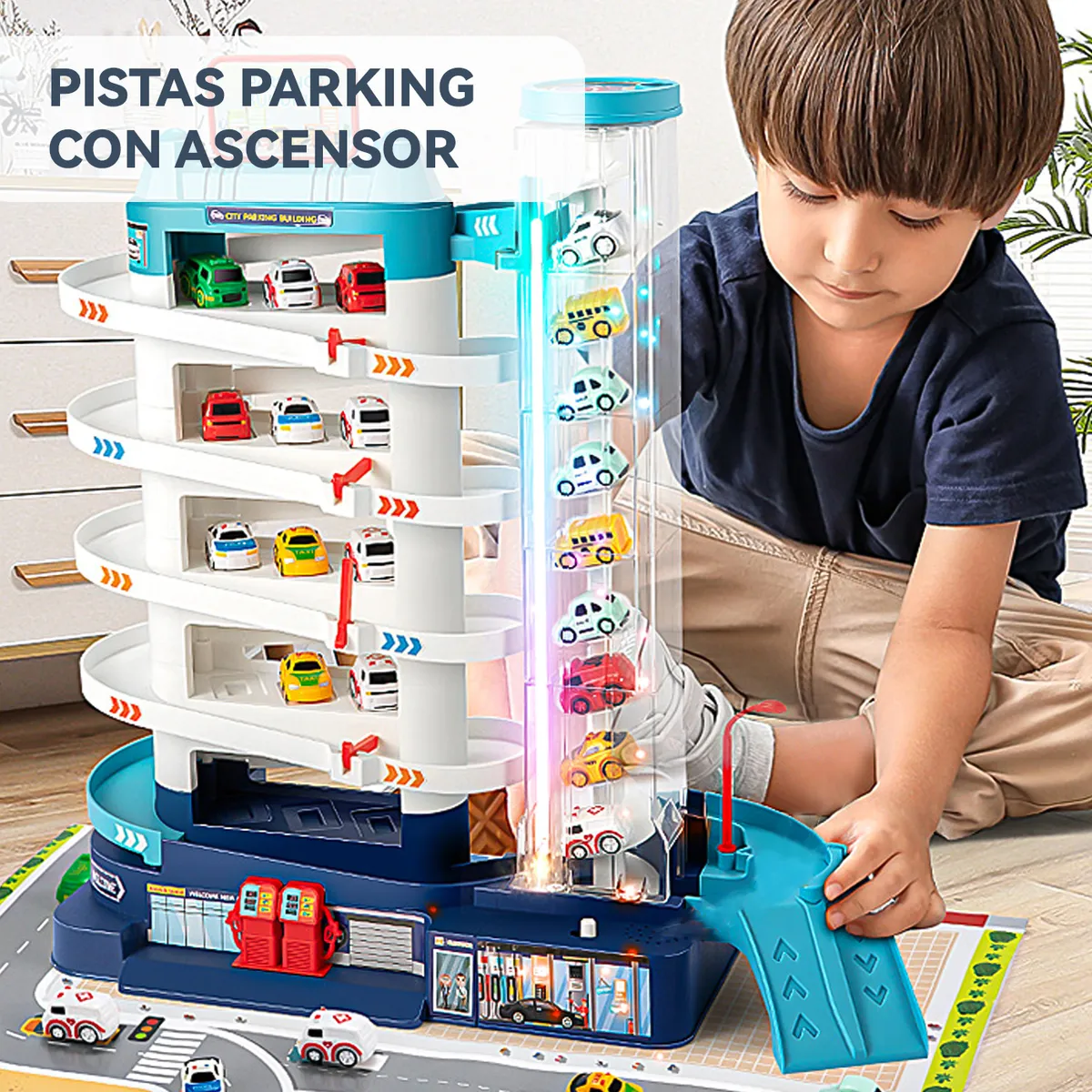 ANIKIDS - Pista de Autos Bighouse Electrica Juguete Niños 6 Niveles