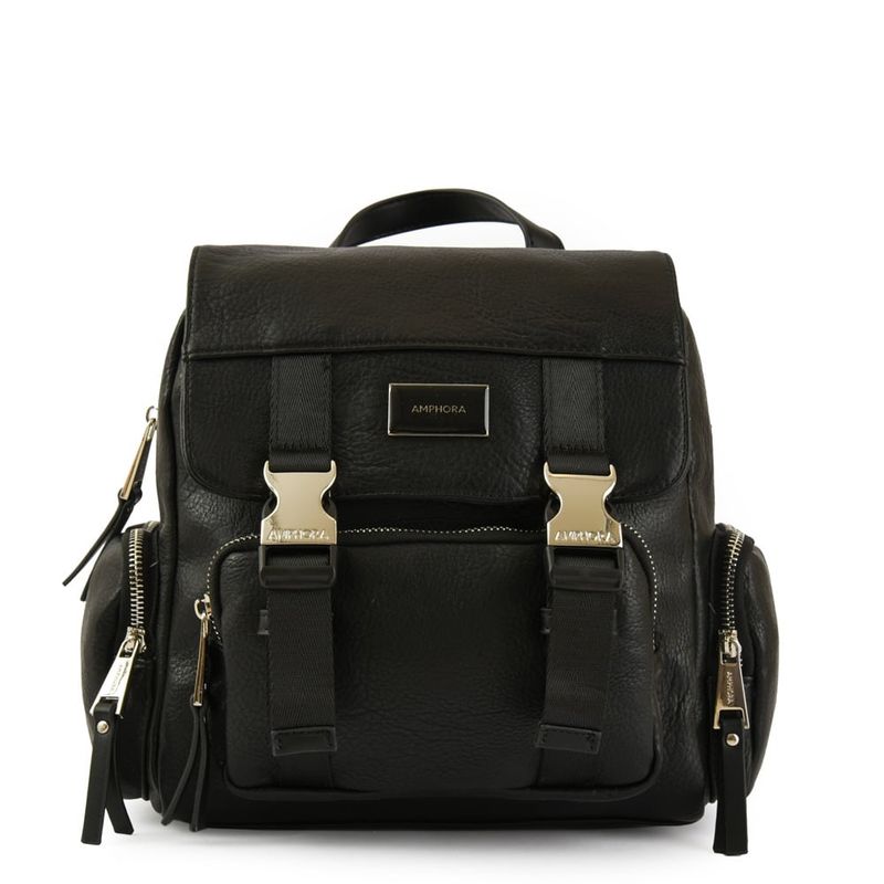 AMPHORA - Mochila Con Tapa Mediana Dita Negro