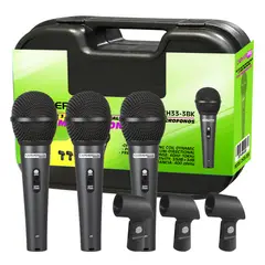 CARVERPRO - SET DE 3 MICROFONOS + PORTA MICROFONOS MOD.CH33-3BK
