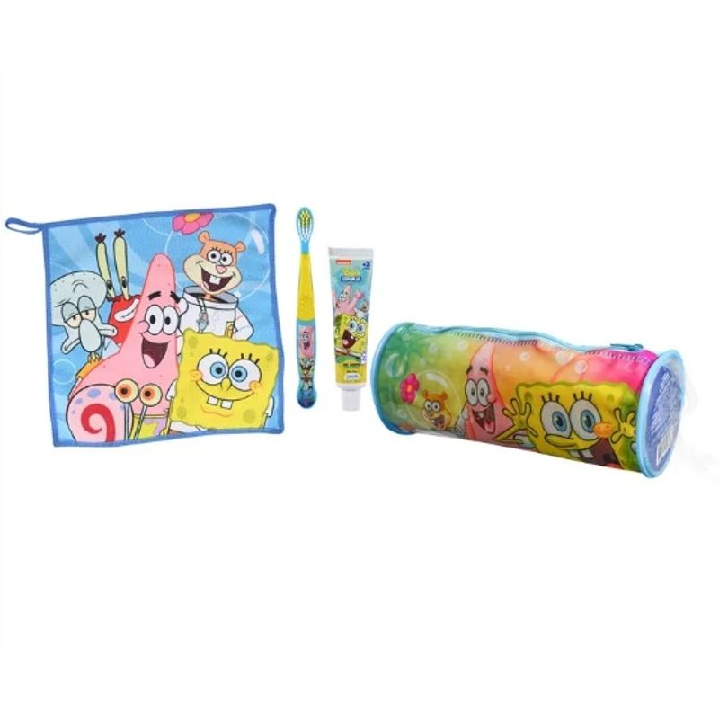 OEM - Set Pasta De Dientes Cepillo Toalla Estuche Bob Esponja