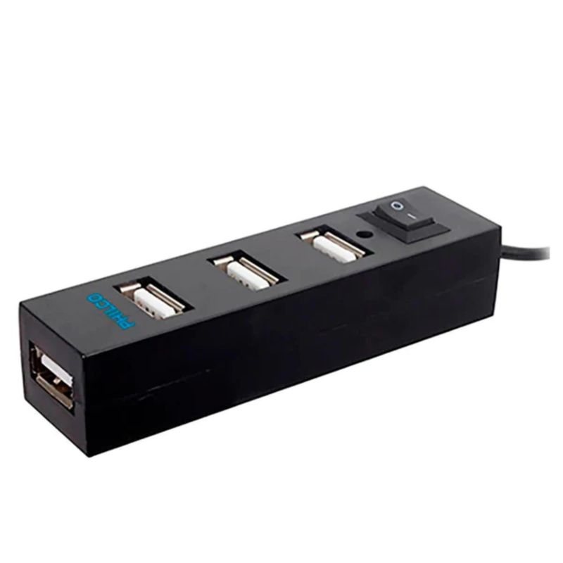 PHILCO - Mini Hub Usb 2.0 4 Puertos Usb Philco Negro
