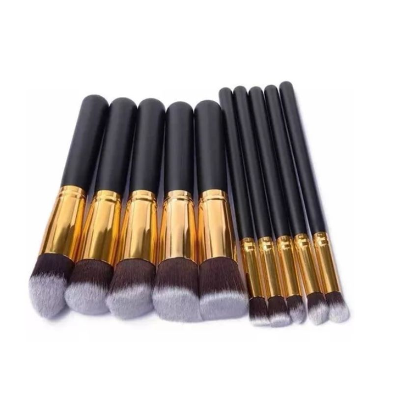GENERICO - Set 10 Brochas Maquillaje Profesional Color Negro