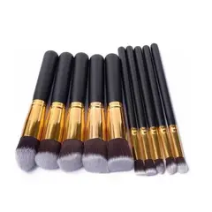 GENERICO - Set 10 Brochas Maquillaje Profesional Color Negro