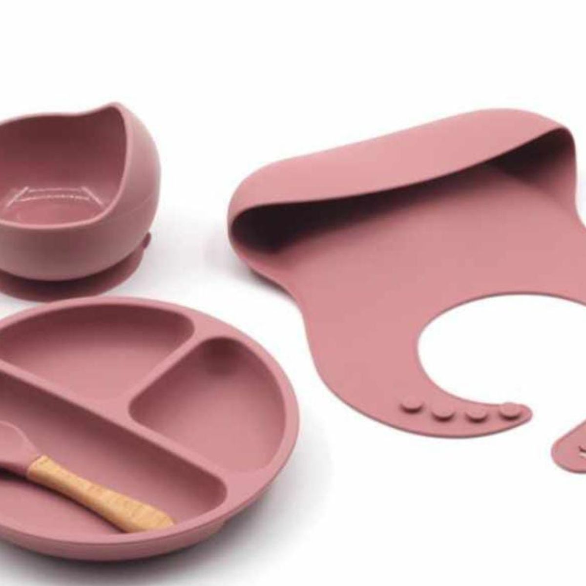 GENERICO - SET VAJILLA DE ALIMENTACION PARA BEBE  ROSA