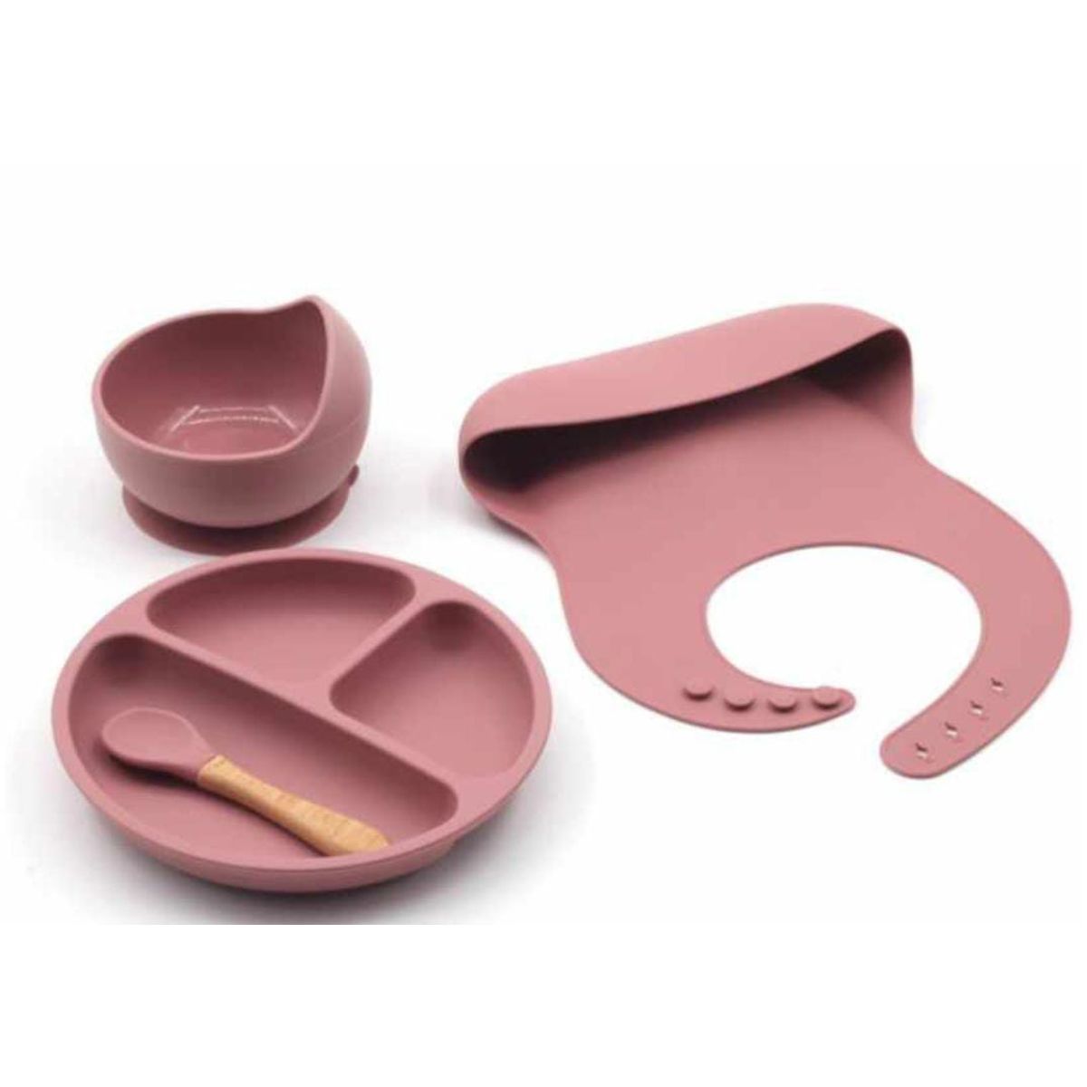 GENERICO - SET VAJILLA DE ALIMENTACION PARA BEBE  ROSA