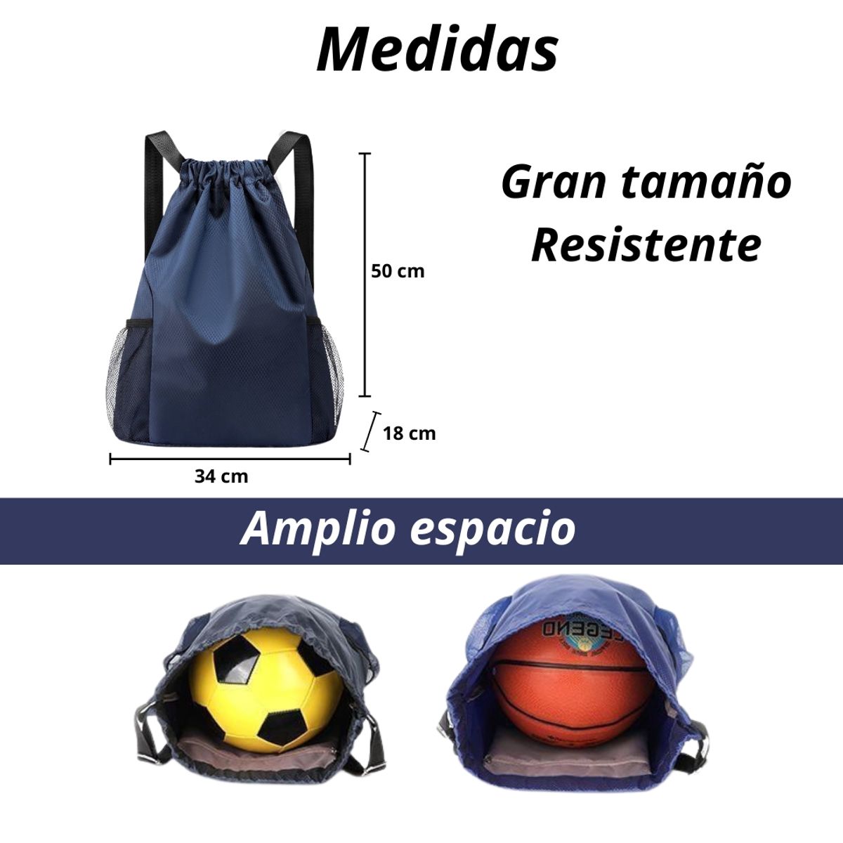 CRUSEC - Mochila Bolso Tipo Morral Deportivo Impermeable Negro