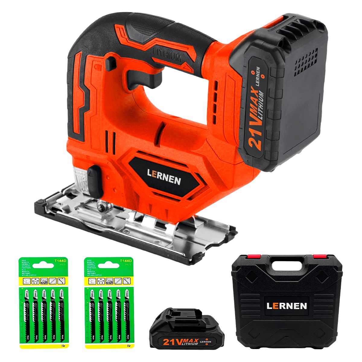 LERNEN - Sierra Caladora Inalámbrica 21v + Accesorios