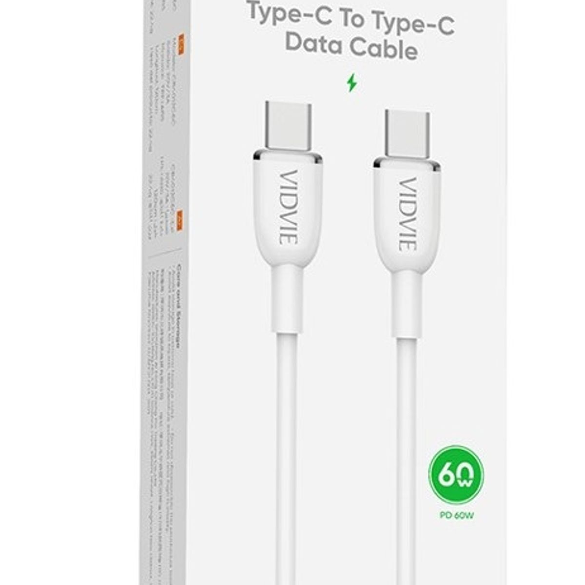 GENERICO - Cable carga rapida USB-C a USB-C 60W  1M Blanco