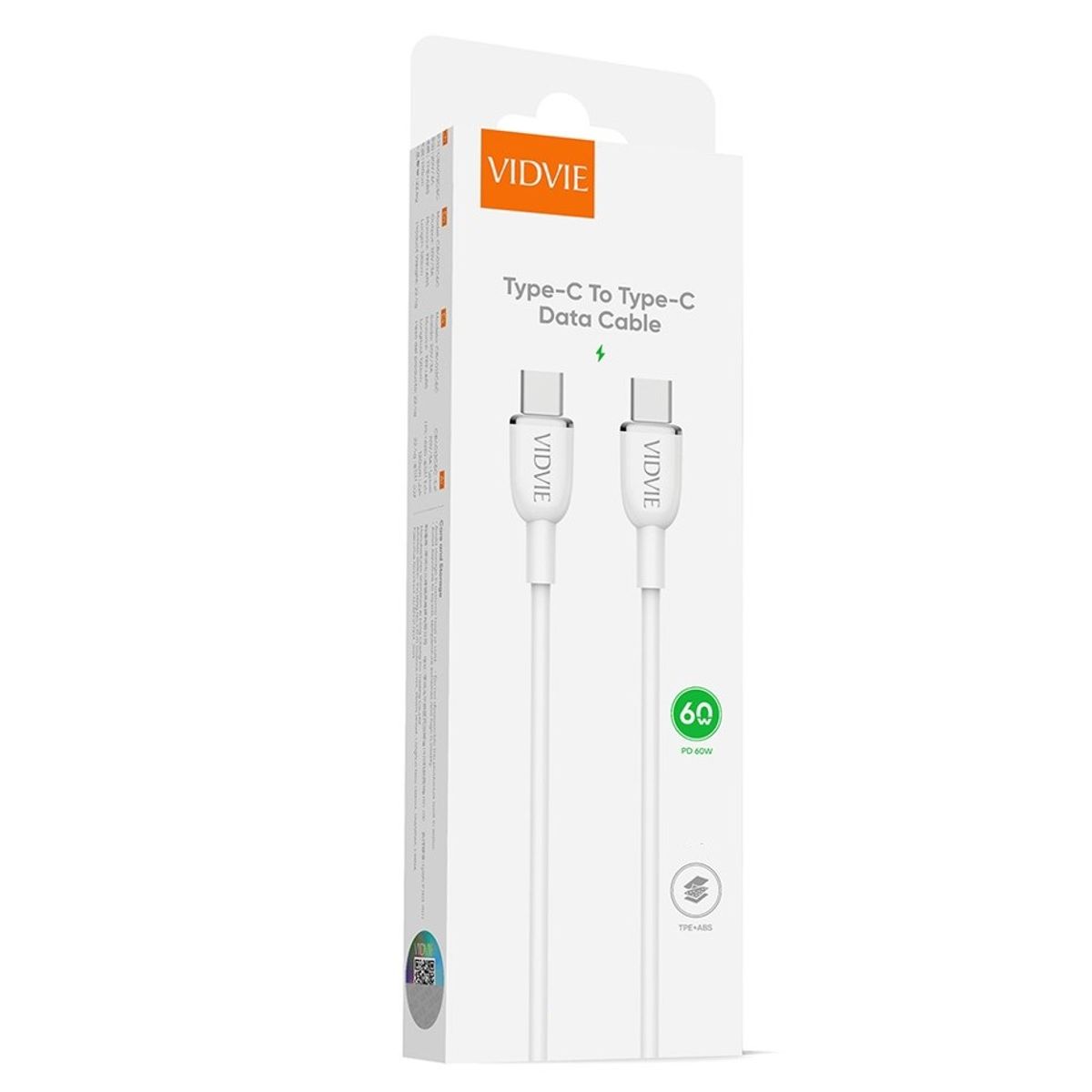 GENERICO - Cable carga rapida USB-C a USB-C 60W  1M Blanco