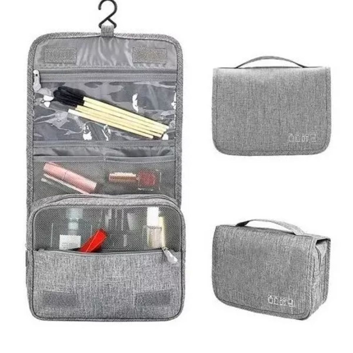 GENERICO - Neceser Organizador Cosmetiquero Multi Bolsillo Impermeable Color Gris