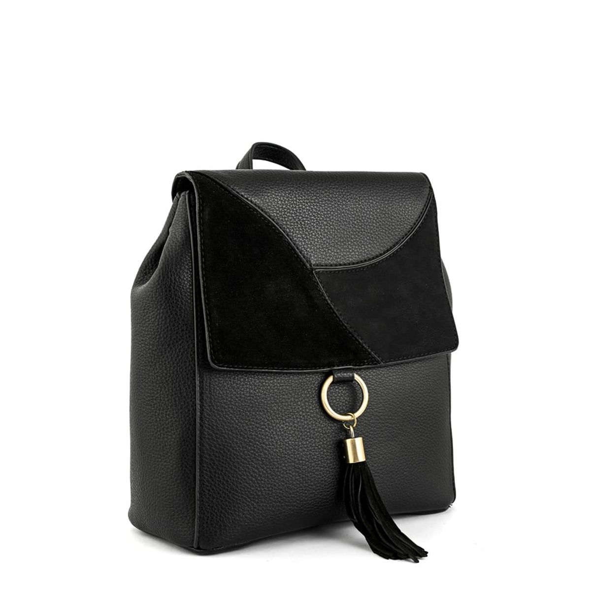 AMPHORA - Mochila Con Tapa Mediana Roseau Negro