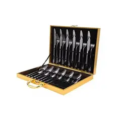 GENERICO - Set De Servicios Acero Inoxidables Tornasol Negro 24p