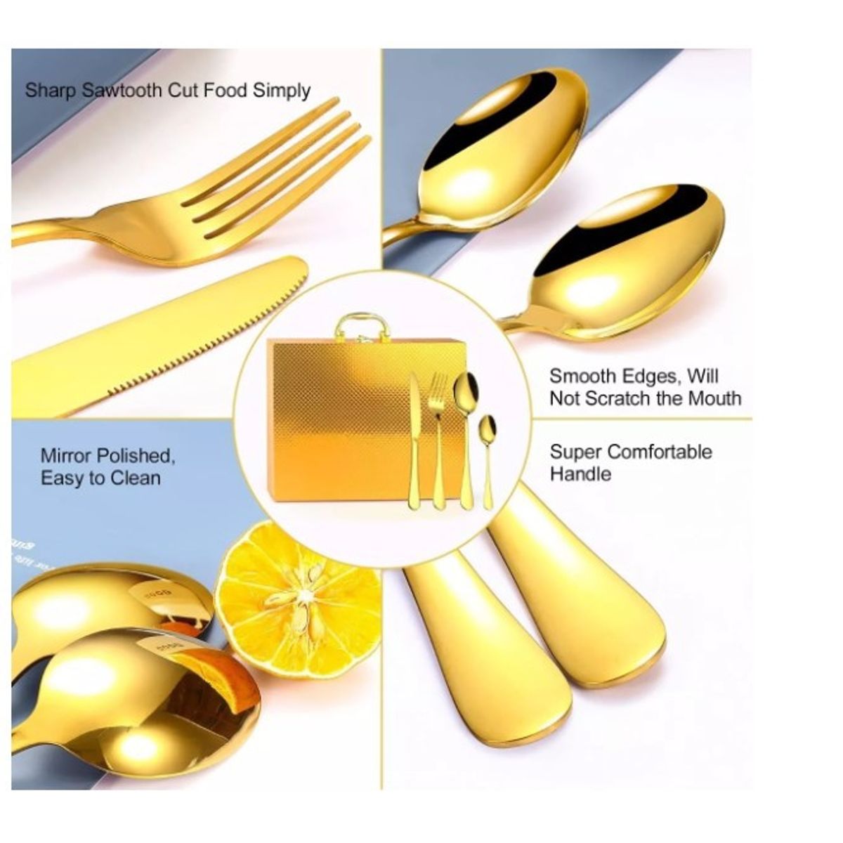 GENERICO - Set De Servicios Acero Inoxidables Tornasol Negro 24p