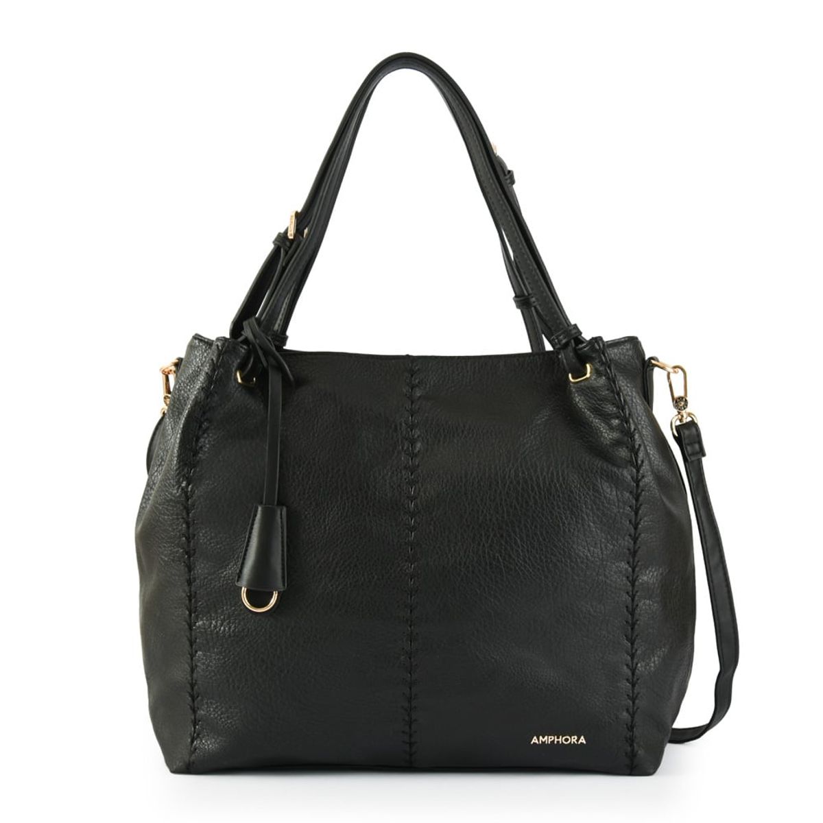 AMPHORA - Cartera tote deryn grande negro