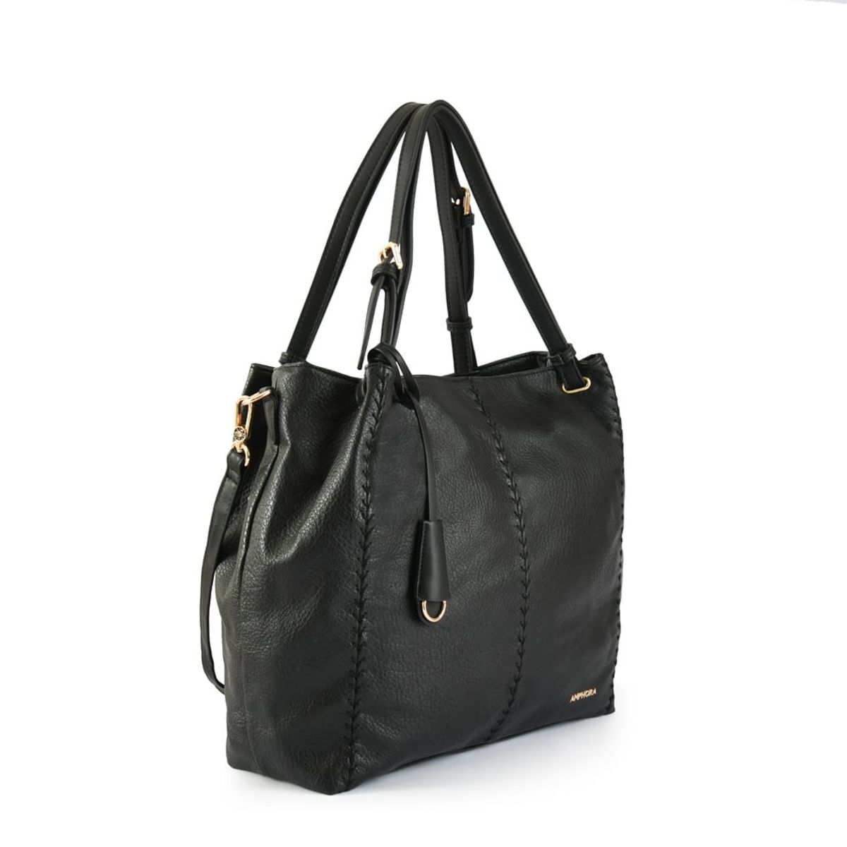 AMPHORA - Cartera tote deryn grande negro