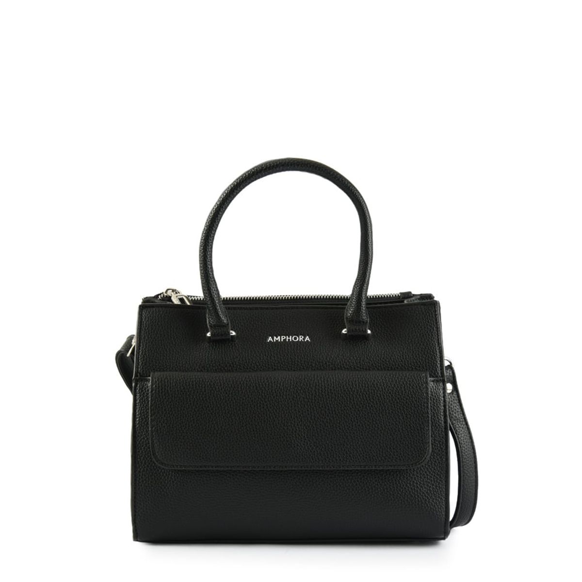 AMPHORA - Cartera Dos Asas Tres divisiones pequeña seinet negro