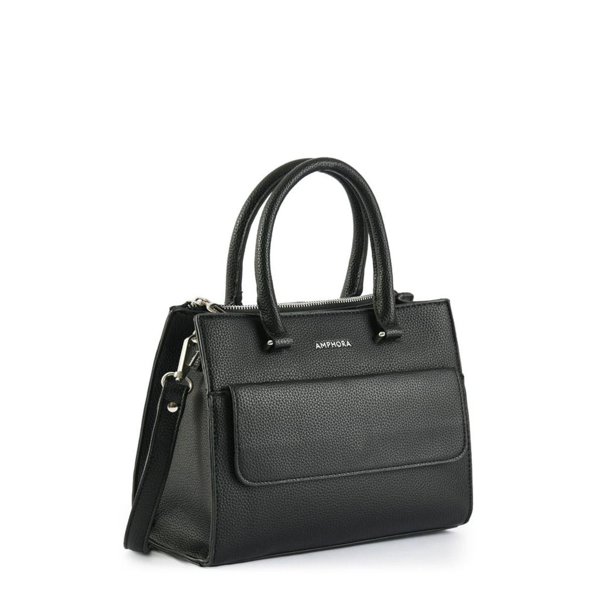 AMPHORA - Cartera Dos Asas Tres divisiones pequeña seinet negro