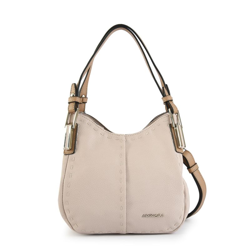 AMPHORA - Cartera Dos Asas Tres divisiones pequeña talina beige
