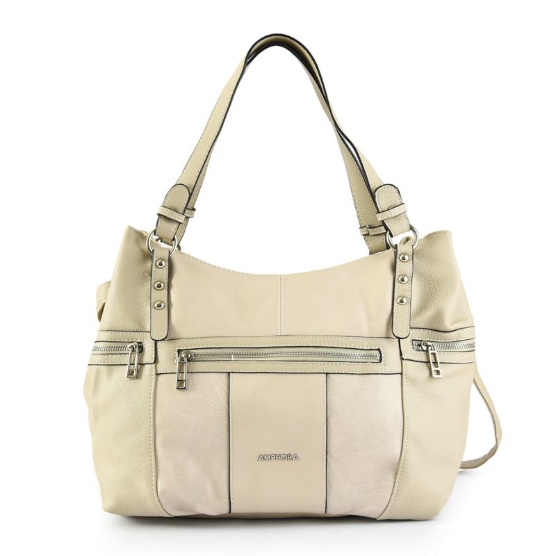 AMPHORA - Cartera Dos Asas Tres divisiones grande irana beige