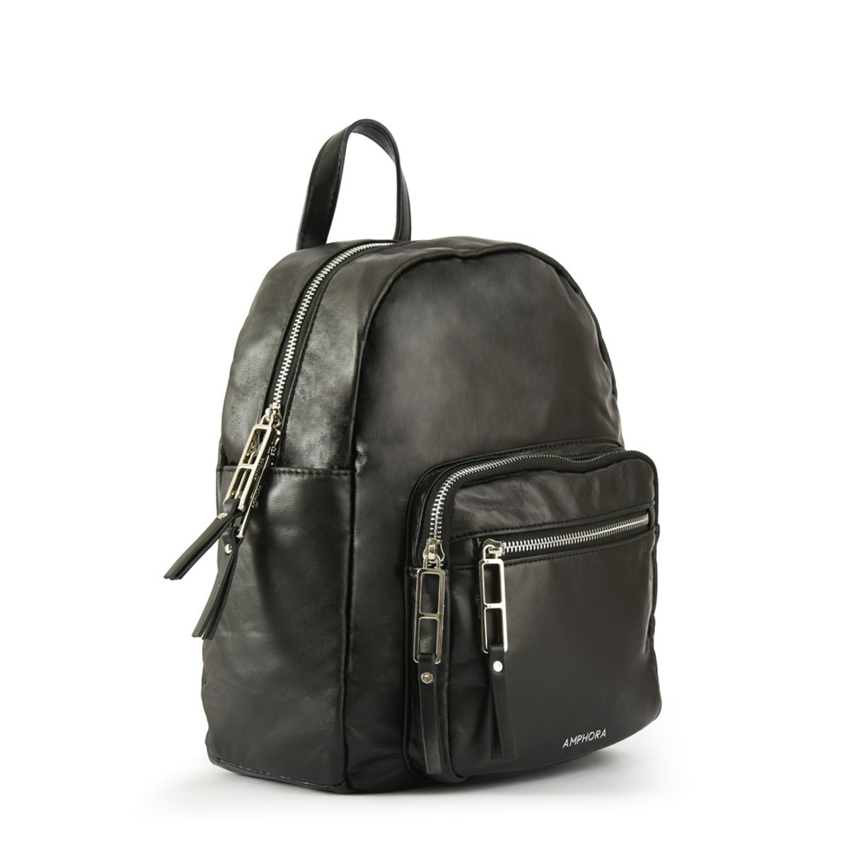 AMPHORA - Mochila Con Tapa Mediana Organic Negro