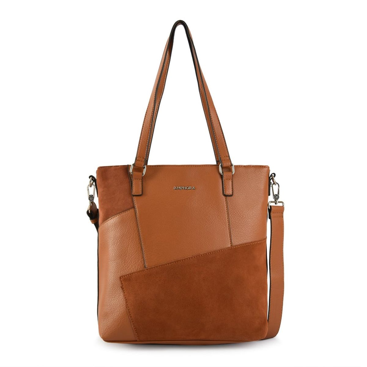 AMPHORA - Cartera Dos Asas Tres divisiones grande ferani café