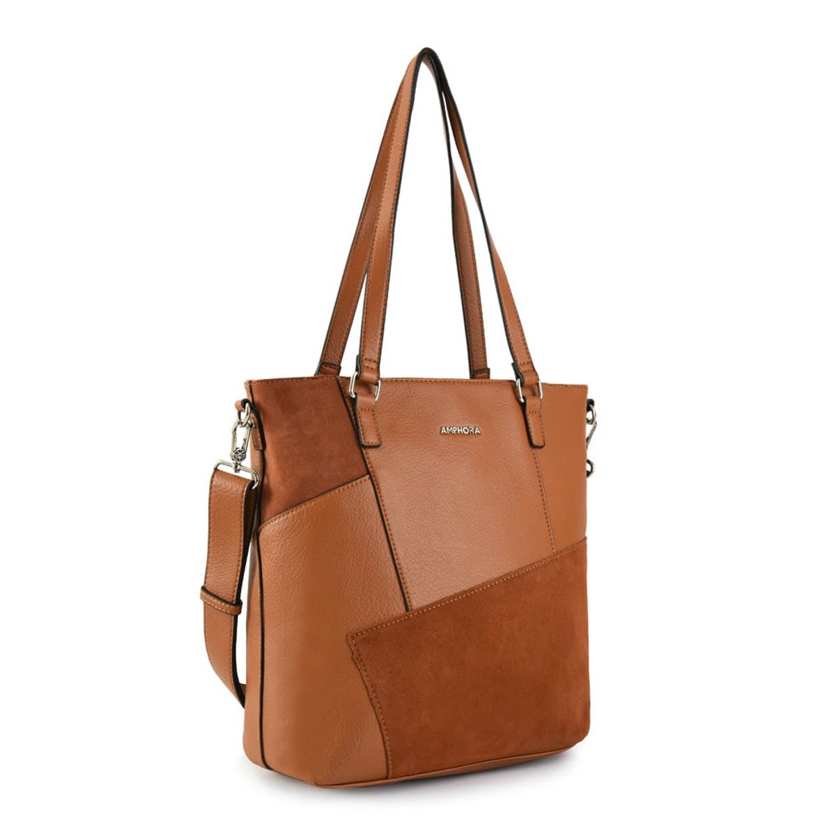 AMPHORA - Cartera Dos Asas Tres divisiones grande ferani café