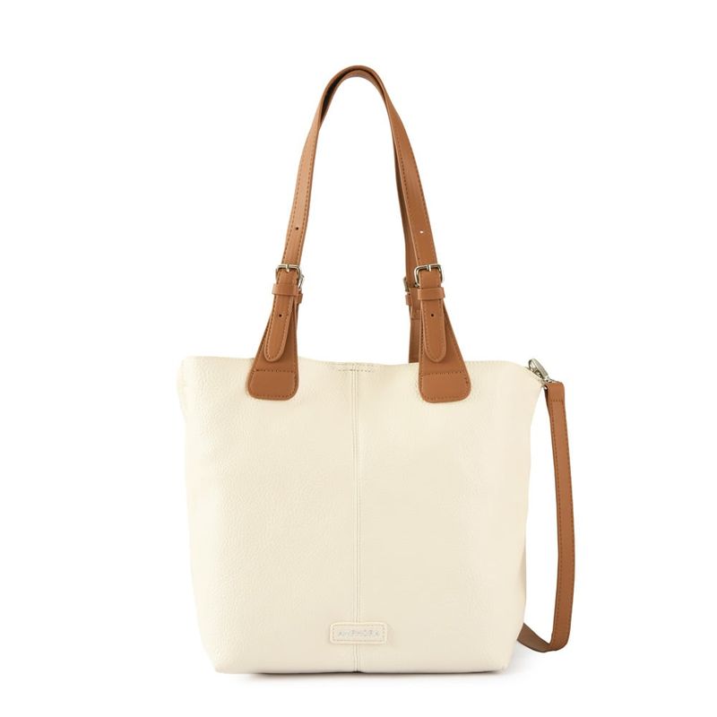 AMPHORA - Cartera dos asas mediana isara blanco crudo