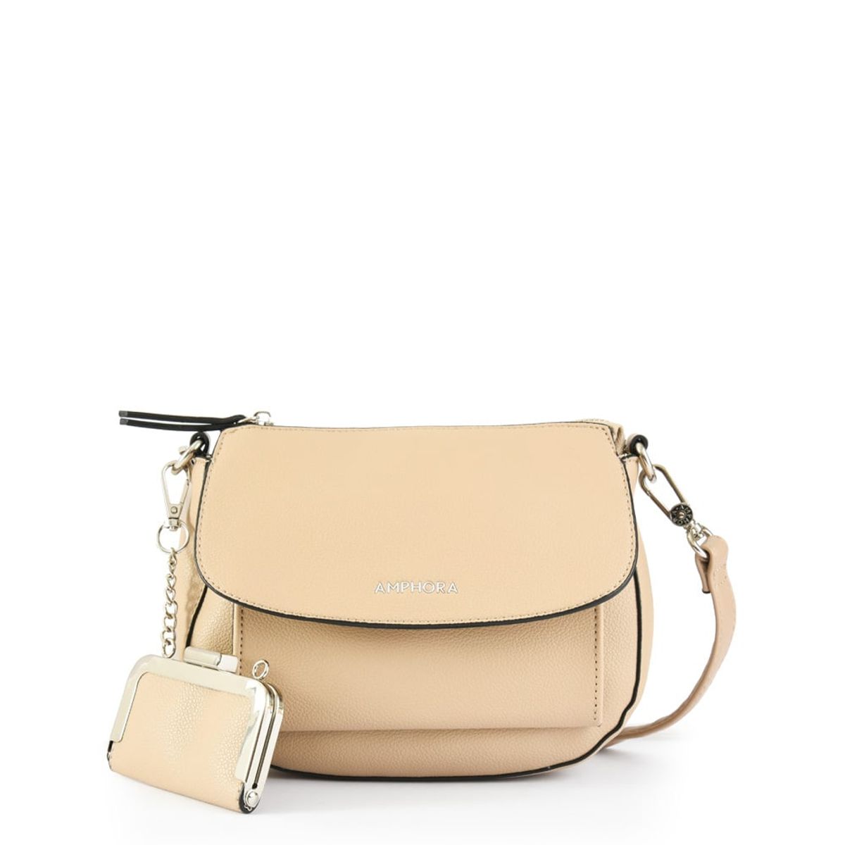 AMPHORA - Cartera bandolera pequeña molinari beige oscuro