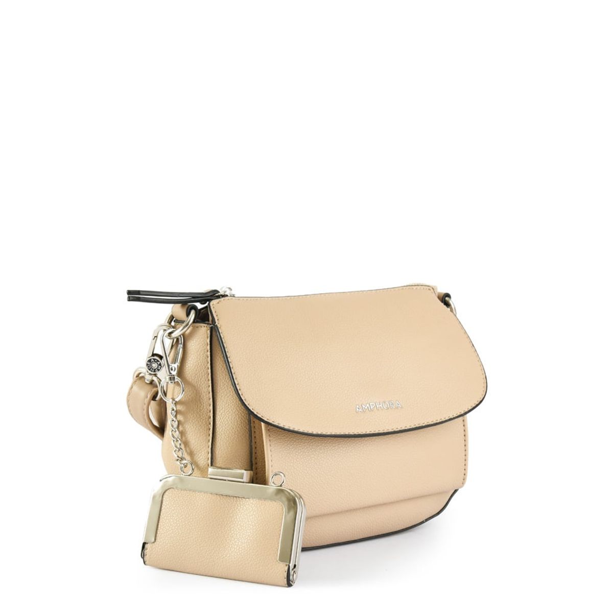 AMPHORA - Cartera bandolera pequeña molinari beige oscuro