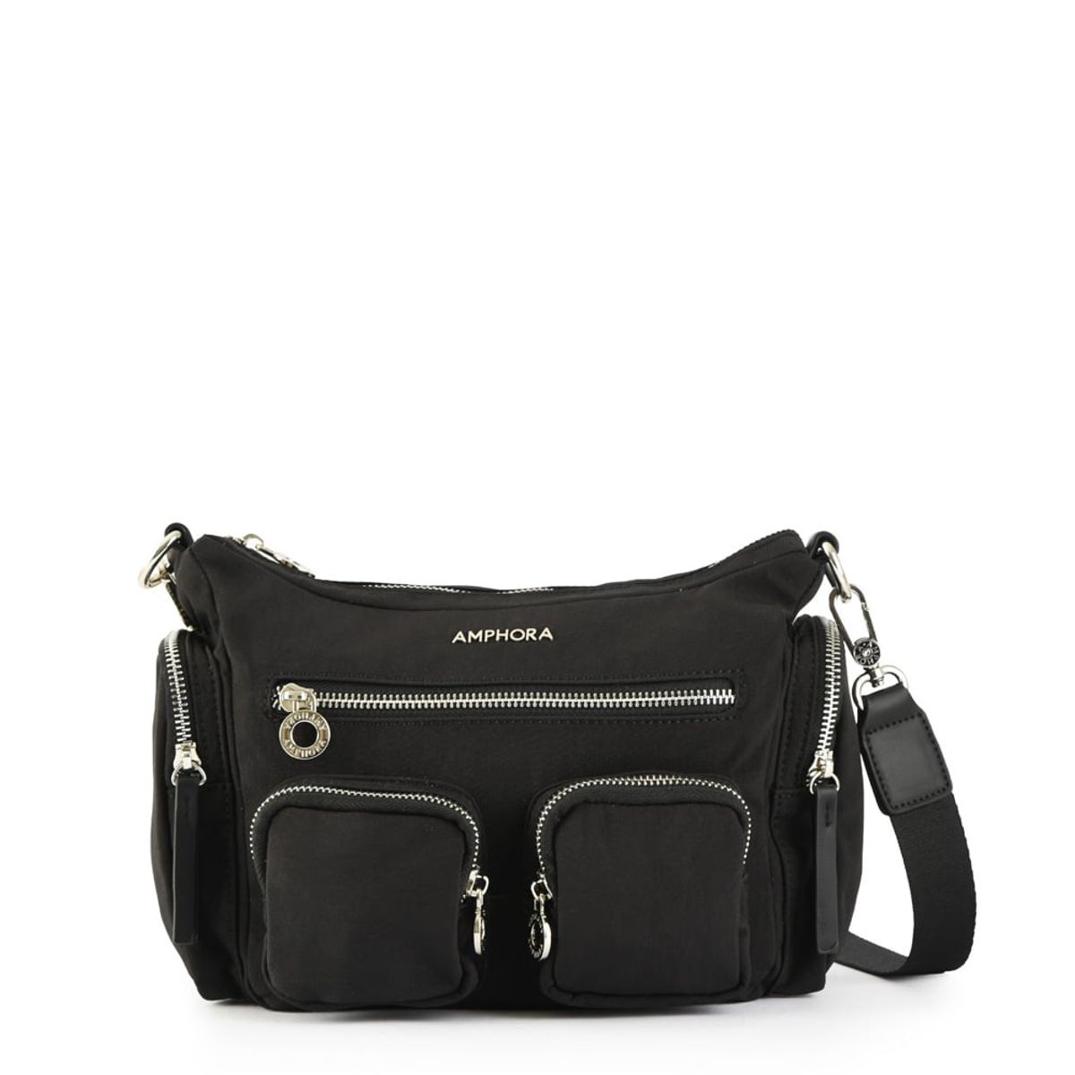 AMPHORA - Cartera bandolera mediana marty negro