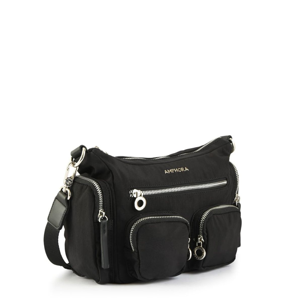 AMPHORA - Cartera bandolera mediana marty negro
