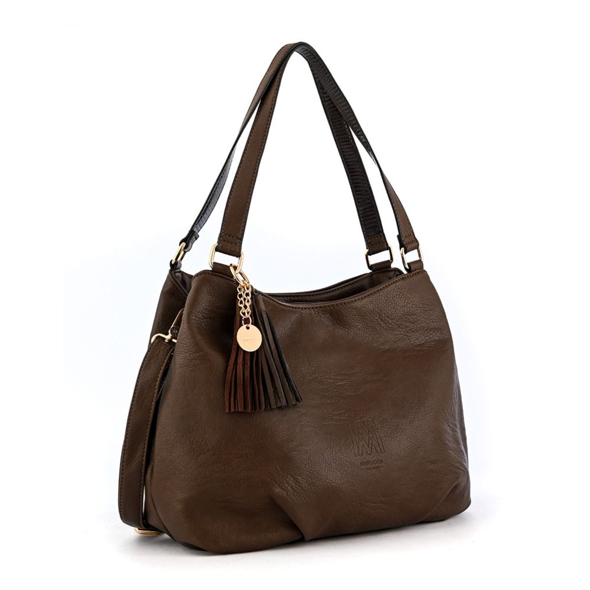 AMPHORA - Cartera Dos Asas Tres divisiones grande lioben cafe oscuro